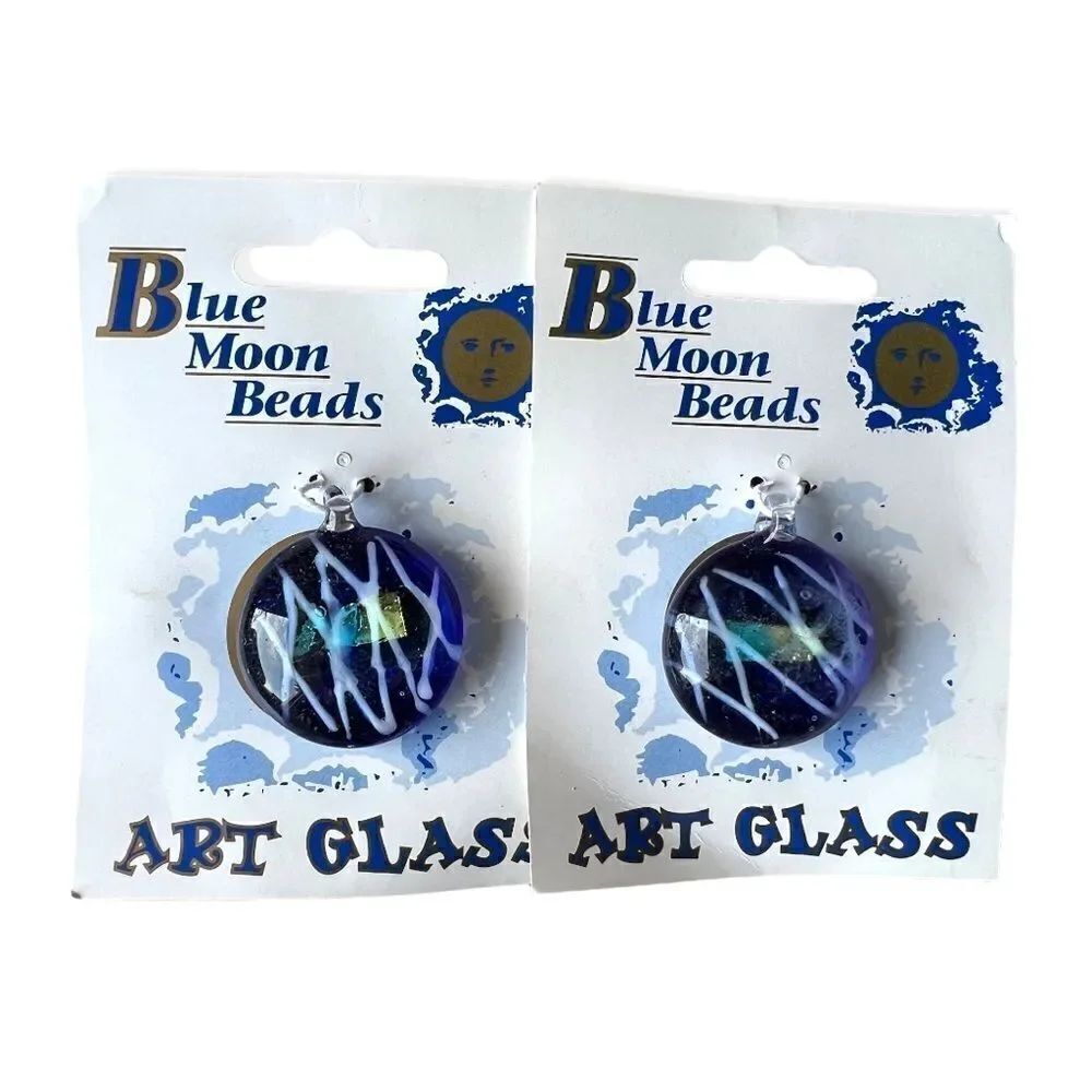 New Blue Mountain Beads Art Glass Necklace Pendants